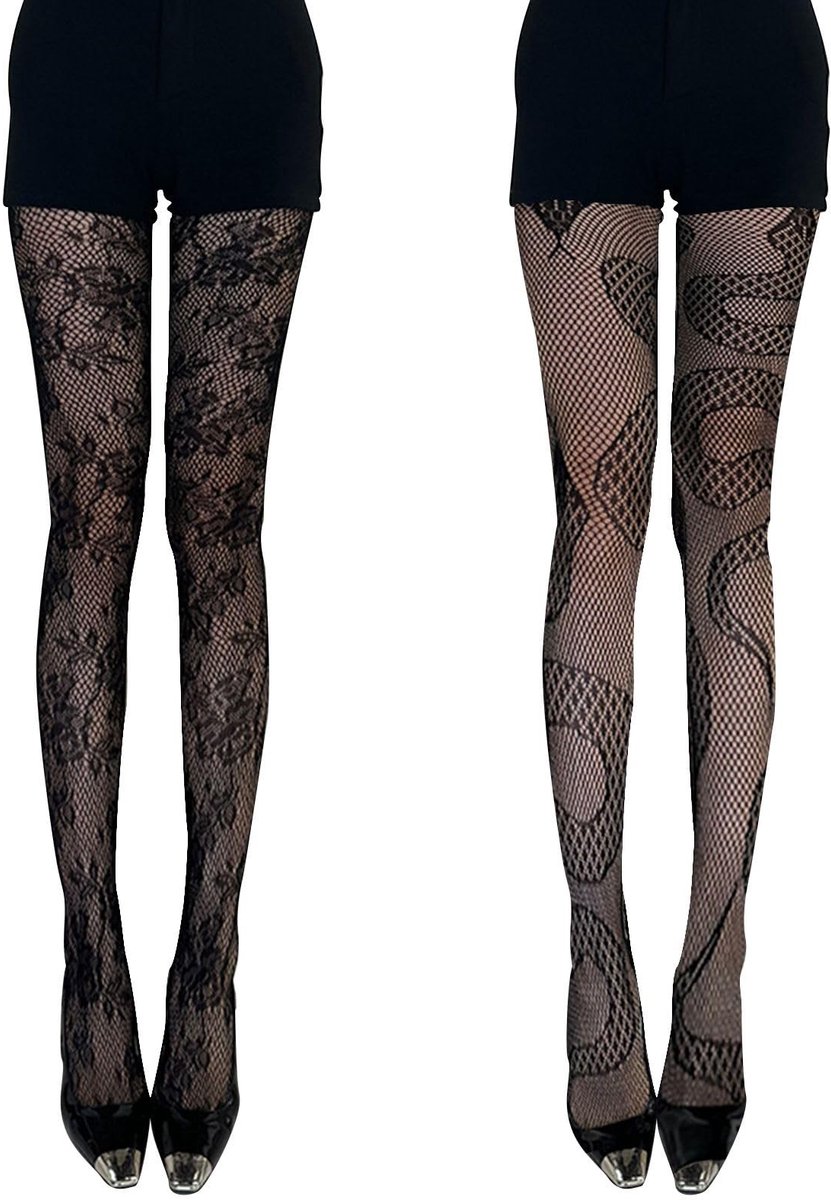 Allecto - Dames Fishnet Panty - Slangenpatroon - Elegante en stijlvolle uitstraling - Zwart - Ideaal voor feest en cosplay - Perfect voor dagelijks...