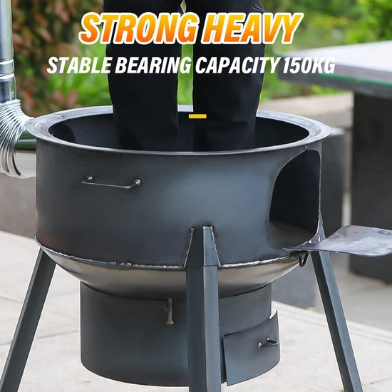 Allecto - Tent Stove - Portable Wood Stove - Ideaal voor Kamperen - 43 cm + 3 Kookplaten - Geschikt voor Buitenactiviteiten - Perfect voor Barbecue — afbeelding 4