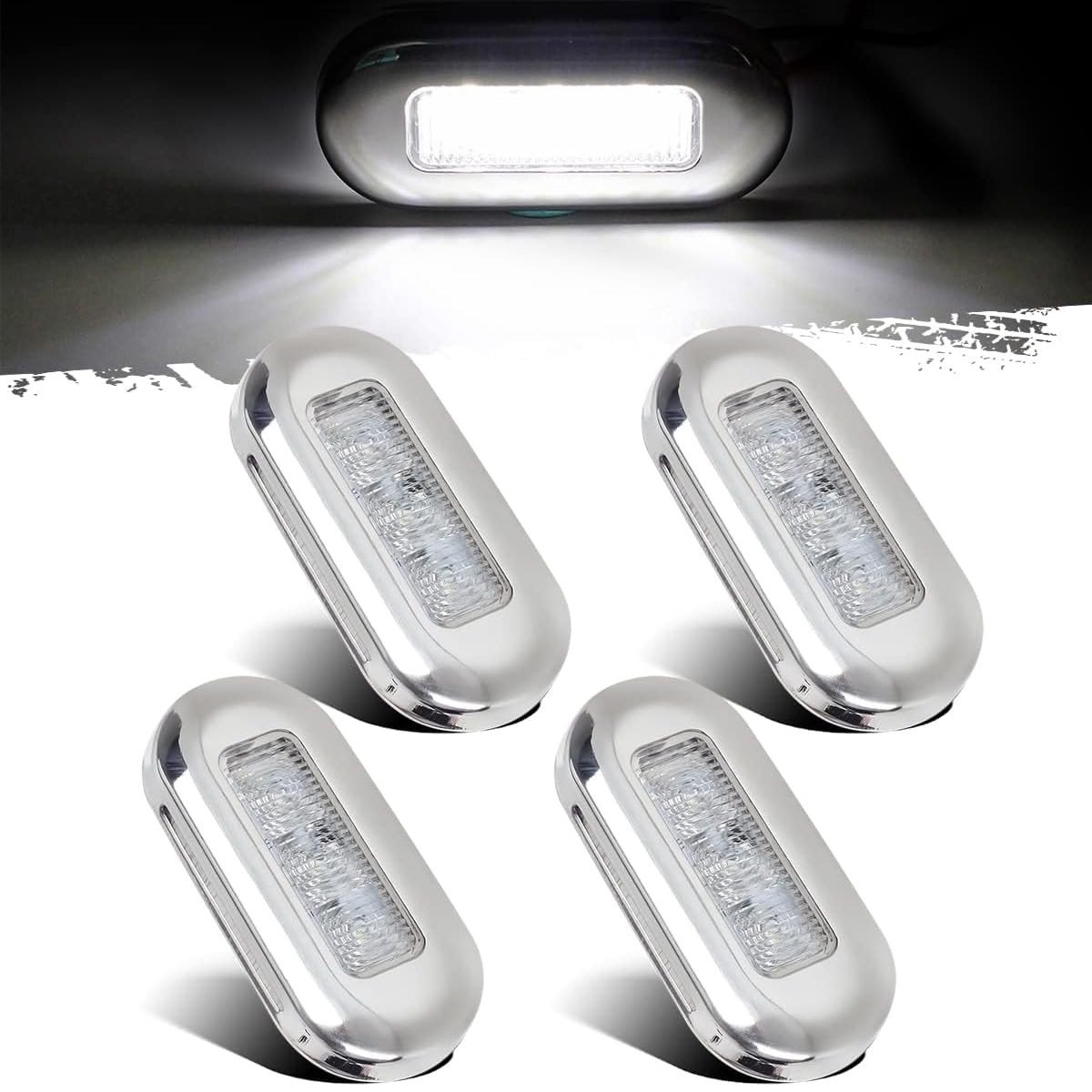aladdien - Waterproof LED Bootverlichting - Onderwater LED Lampen - 4-delig - Wit - Geschikt voor Pontoon Kajak en Zeilboot - Buitenverlichting - LE..
