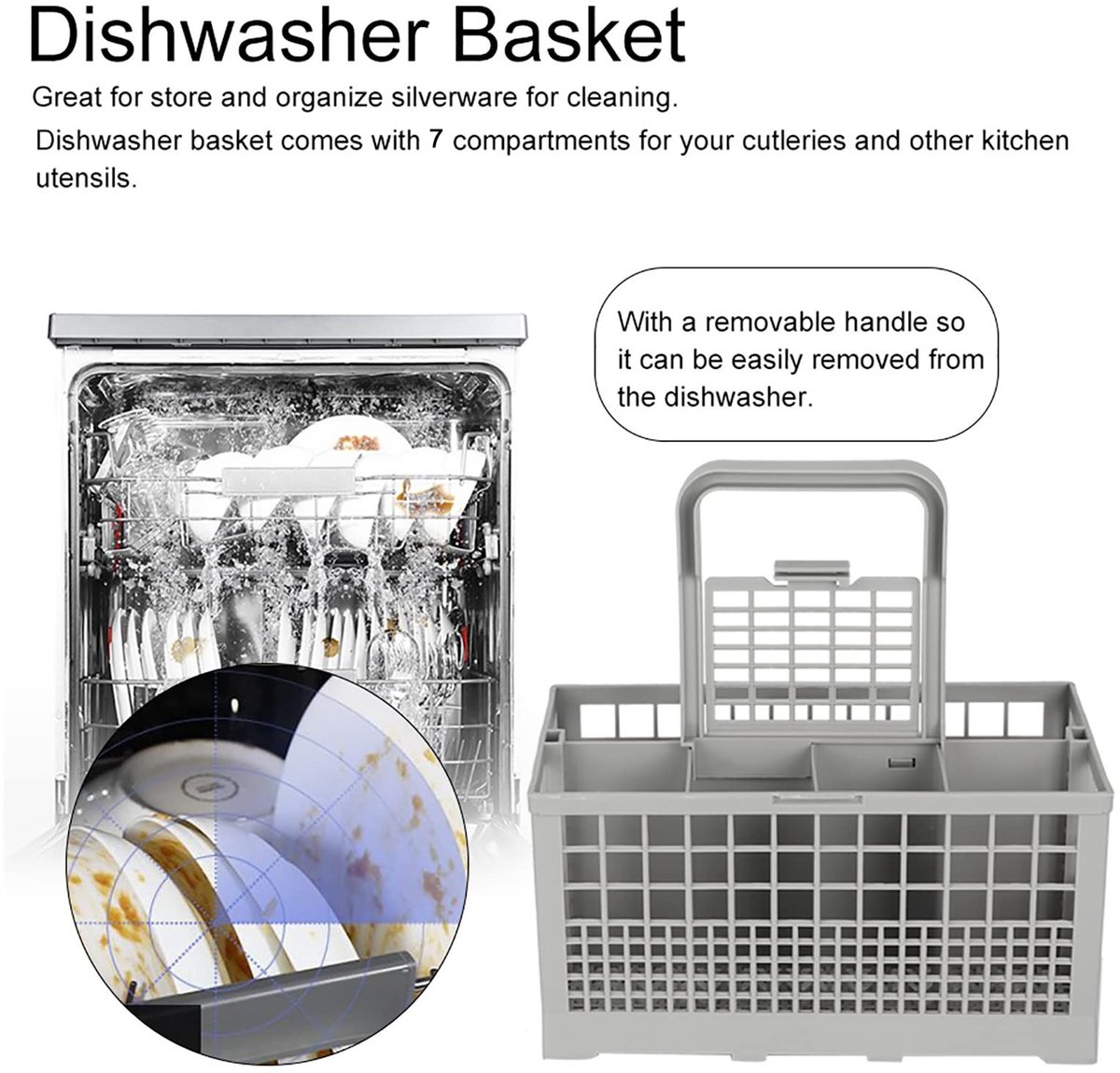 aladdien - Vaatwasser Mand - Multifunctioneel - 8 Compartimenten - Ideaal voor Bestek en Keukenaccessoires - Ruimtebesparend - Geschikt voor Keuken ..