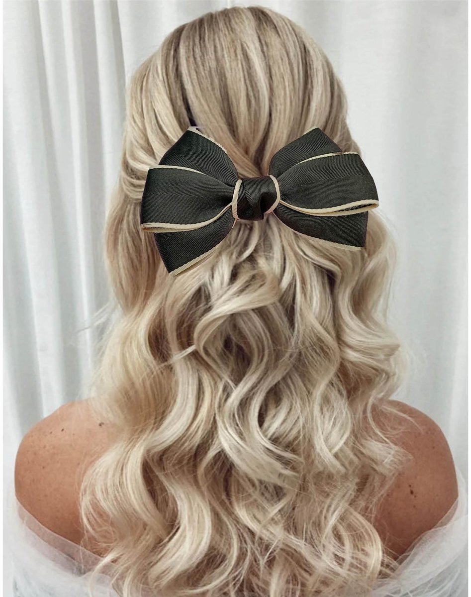 Zwarte Vintage Grote Haarstrik Haarspeld - Boho Fabra Clip