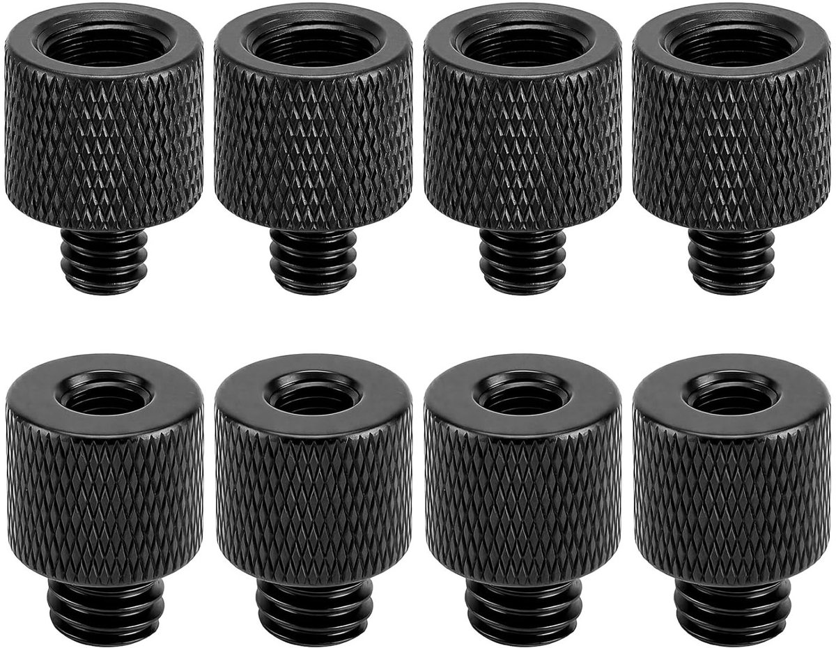 8-delige Draadadapter Set van Aluminium, 3/8 Inch naar 1/4 Inch voor Microfoonstandaard, Statief, Camera en Lamp Tripod, Universele Schroefadapters