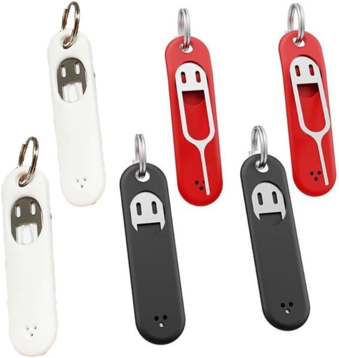 SIM Ejector Set - Kaart Verwijderaar - Telefoon Onderhoud - Geïntegreerd Opbergsysteem - 6 stuks - Zwart Wit Rood