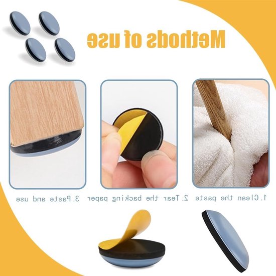 Zelfklevende Meubelglijders - 24 Stuks PTFE Teflon Pads voor Keukenapparaten, Airfryer en Blender (Rond, Grijs Blauw) van Merkloos — afbeelding 3