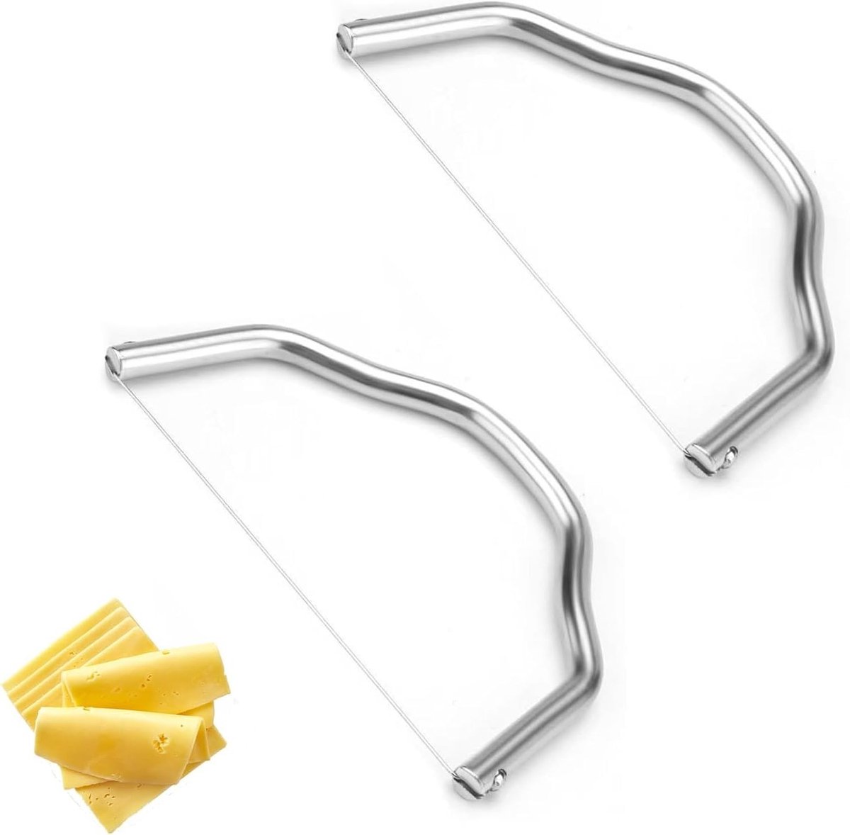 2-in-1 RVS Kaas- en Boter Cutter, Universele Keuken Tool voor het Snijden van Kaas, Boter, Fruit en Groenten, Set van 2, 7.1 x