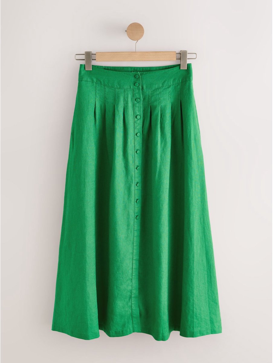 Next - Dames - N. Premium linnen midirok - Groen