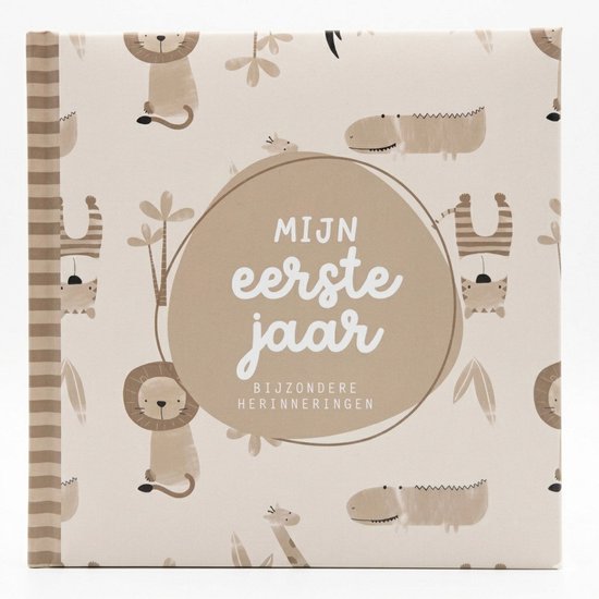 Mijn Eerste Jaar als Baby ' Animal thema ' Creme ' Creme / Bruin - Baby Invulboek - Baby's Eerste Jaar - Kraamcadeau Babyboek - Baby Herinneringen - baby dagboek - Dagboek - Boekje