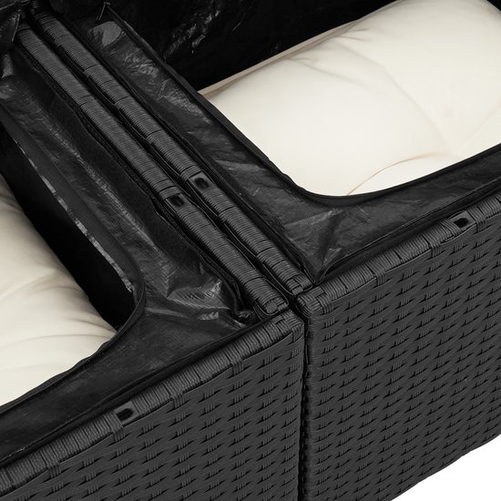 vidaXL - Tuinbank - Set - met - kussen - met - opslag - 9 - pcs - Zwart - Poly - rattan