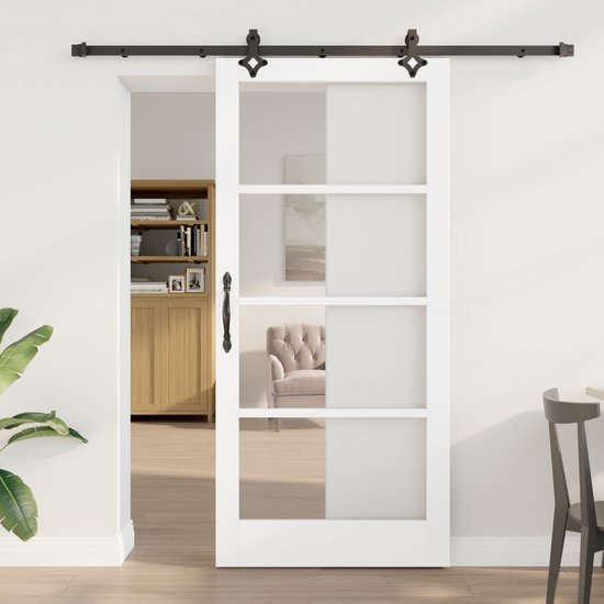zelfbouw schuifdeur staal - Loft - 3 vaks helder glas - 213,4 x 91,4 cm - inclusief schuifsysteem kopen