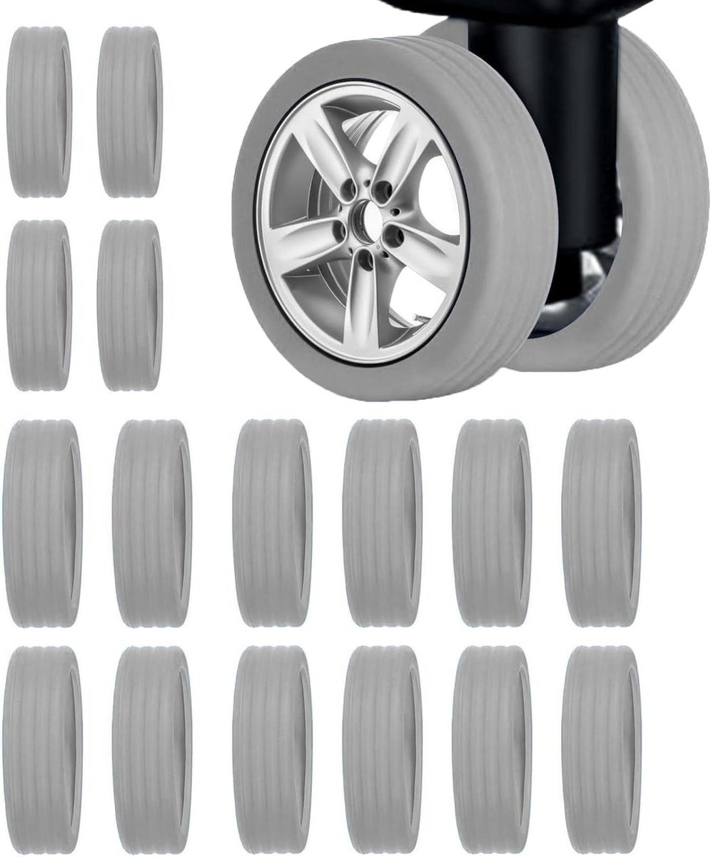 Bagage Wielbeschermers - 16 stuks, Grijs - Siliconen cover voor wielen van koffer