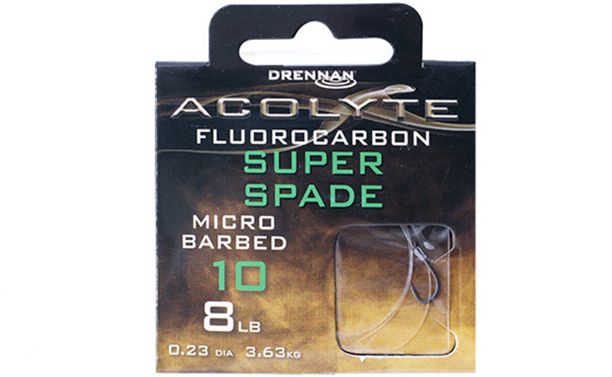 Drennan Onderlijnen Acolyte Fluorocarbon Super Spade Micro Barbed (50 cm) - Maat : Haak 10 - 0.23mm