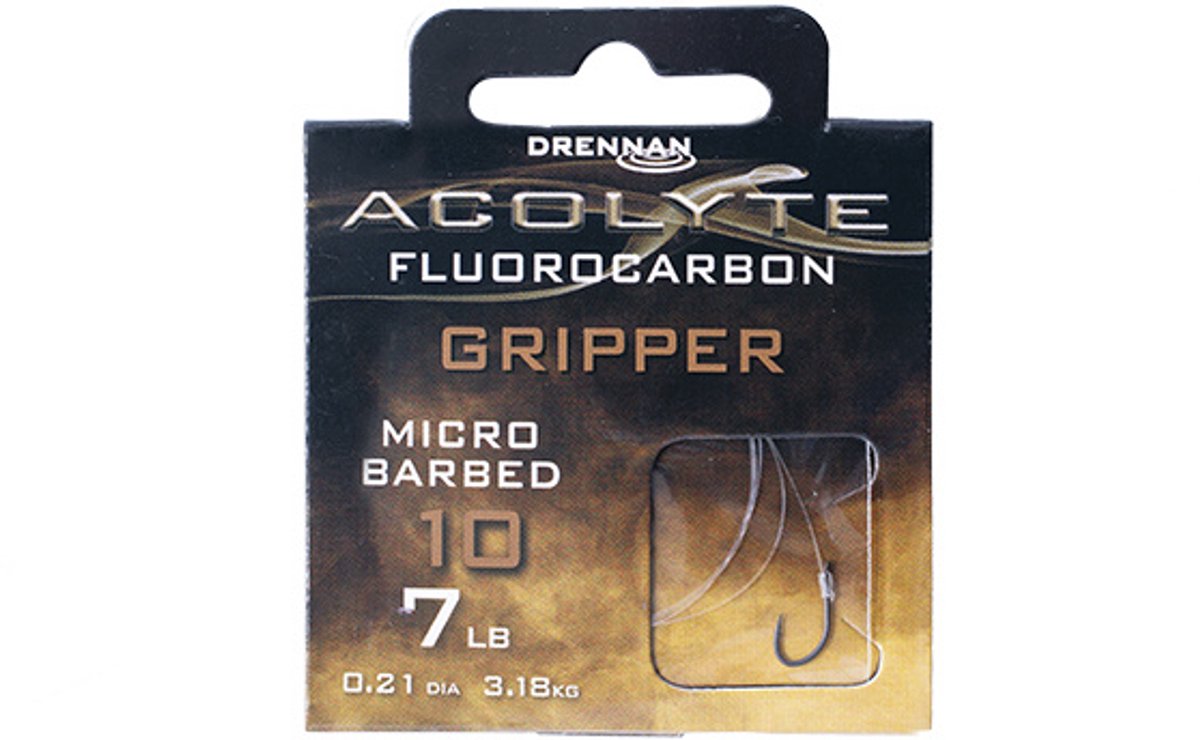 Drennan Onderlijnen Acolyte Fluorocarbon Gripper Micro Barbed (50 cm) - Maat : Haak 10 - 0.21mm