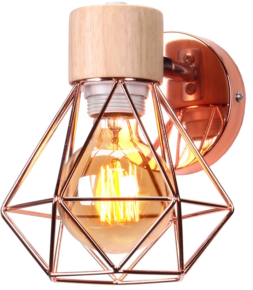 Industriële Wandlamp 90° Draaibare E27 Kooilamp voor Slaapkamer Gang Woonkamer Roze