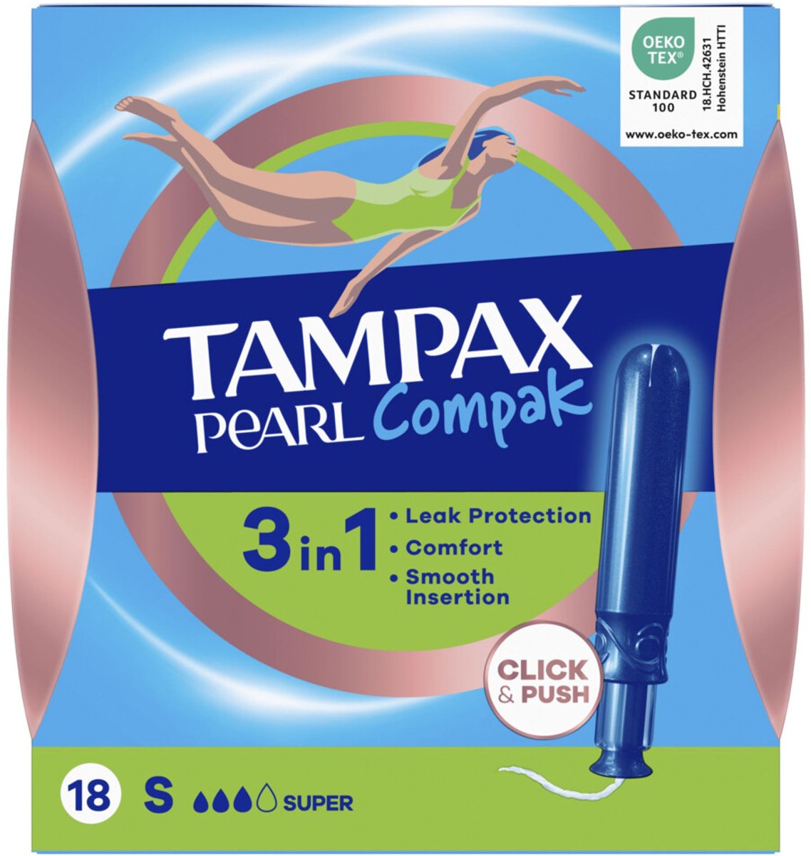 Tampax Pearl Compak SuperTampons Met Inbrenghuls X18