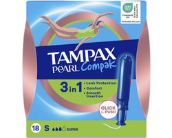 Tampax Tampons Pearl Compak Applicator - 18 stuks