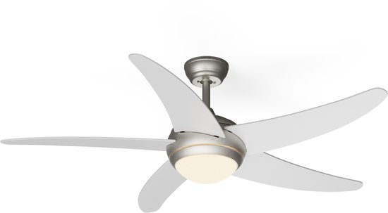 Klarstein Bolero Smart plafondventilator 132 cm met LED, stille DC-motor, 6 snelheden, spraakbesturing, energiezuinig, zomer- en winterstand, timer, afstandsbediening