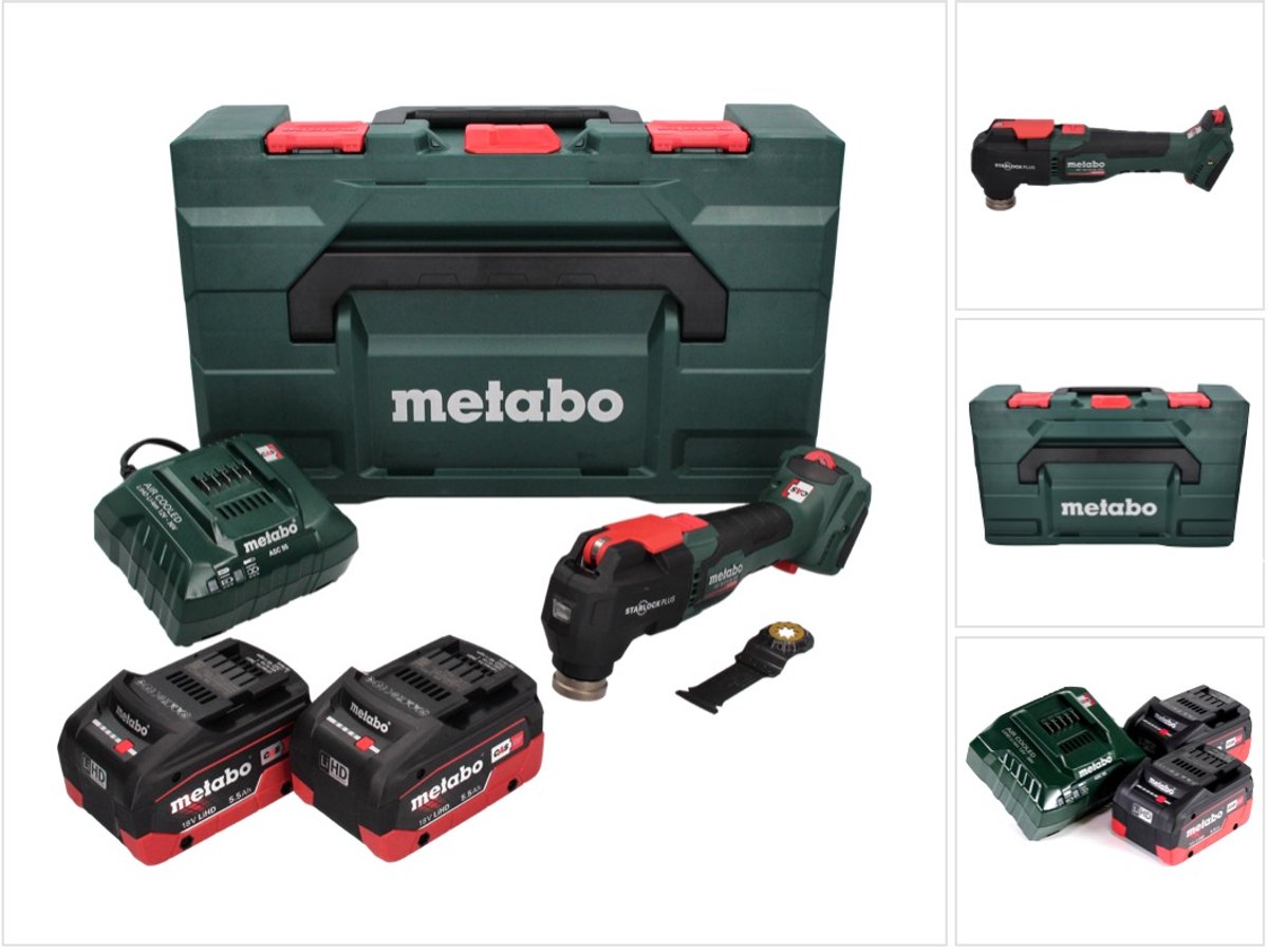 Metabo MT 18 LTX BL QSL accu multigereedschap 18 V Brushless Starlock Plus + 2x accu 5,5 Ah + lader + metaBOX