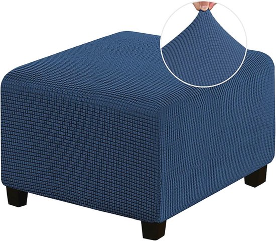 Stretch Ottomaanse hoes, vierkante Ottomaanse hoes opvouwbare opbergmeubelbeschermer met elastische onderkant, wasbaar in de machine (grijs S