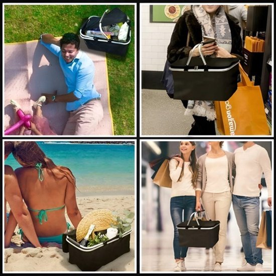 Panier pique-nique pliable - Sac isotherme - Sac de plage - Panier isotherme - 30 litres