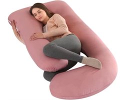 Verkoelend zwangerschapskussen - Ergonomisch - Lichaamskussen - Body pillow - Zijslaapkussen - Voedingskussen - Voor zijslapen - Roze