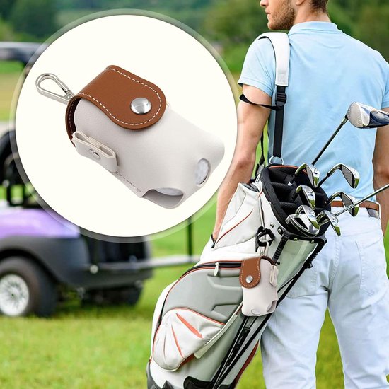 2 stuks golfheuptas, sportriem, golfballenverzamelaar, geschikt voor golfen, draagtas 9,5 x 4,9 cm (blauw en bruin) van Merkloos — afbeelding 3