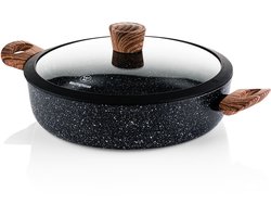 Westinghouse Hapjespan – Ø 28 cm – Inductie – PFOA-vrij – Inclusief Deksel – Black Marble Wood