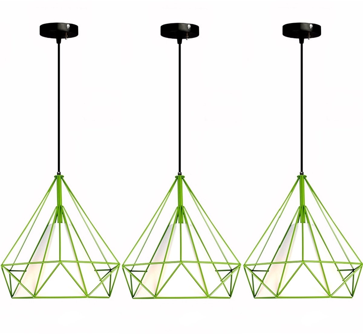 Set van 3 Hanglamp Industrieel Woonkamer E27 Plafondlamp 25cm Modern Kroonluchter voor Sla