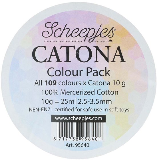 Label Scheepjes Catona Colour Pack 109 kleuren, 10g, 100% gemerceriseerd katoen.