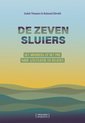 Boekcover 'De Zeven Sluiers' met landschapsillustratie en tekst.