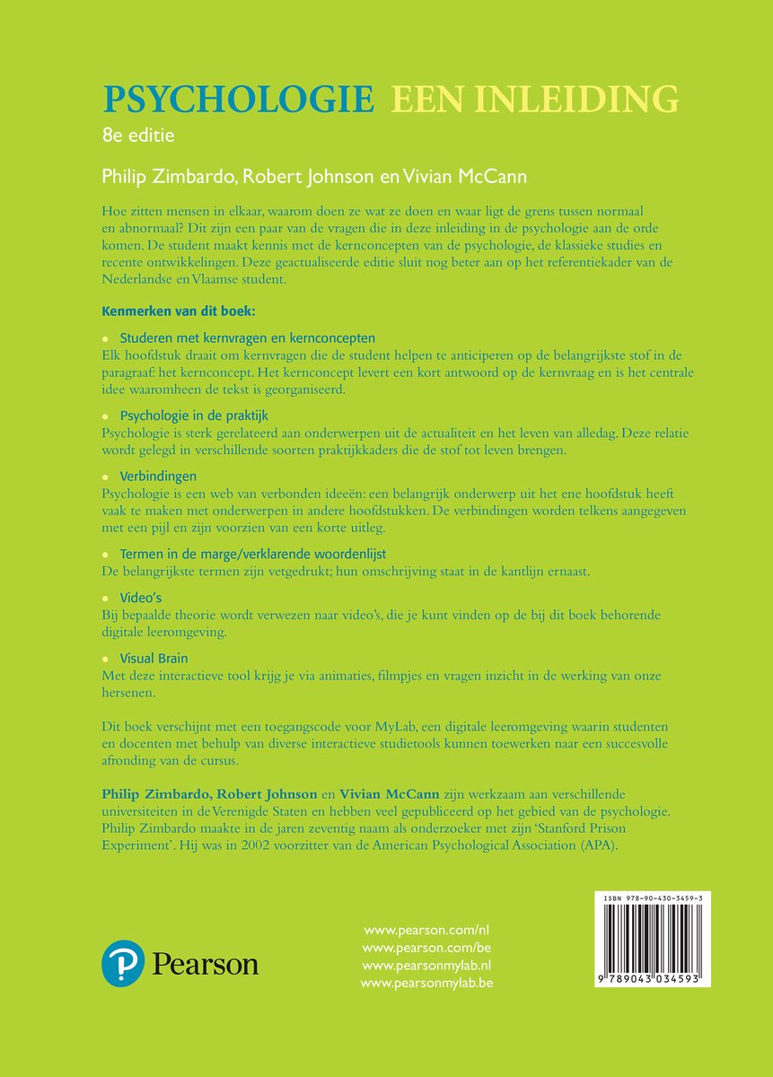 Psychologie, een inleiding - back cover