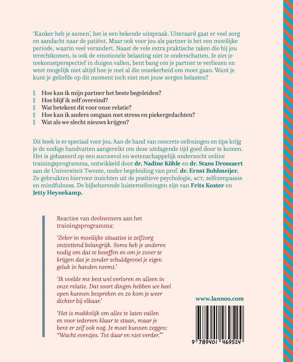 Achterkant van het boek 'Houvast voor elkaar' met tekst en een barcode.