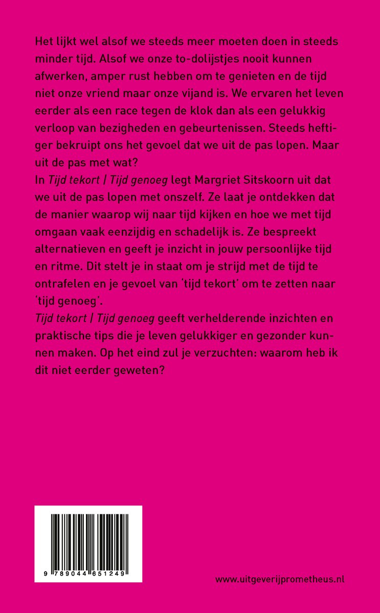 Tijd tekort tijd genoeg - back cover