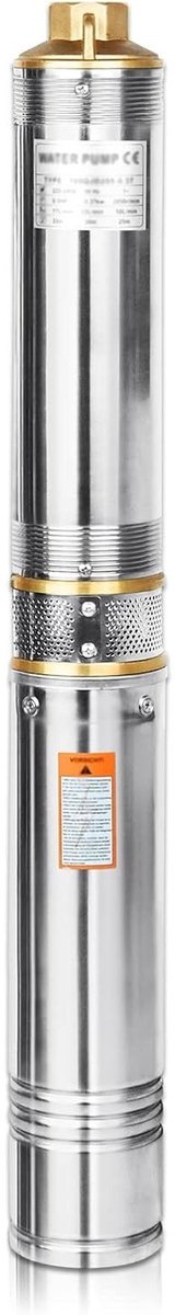 Aufun Diepwaterpomp - 1100 W - debiet 4000 L per uur - opvoerhoogte 81 meter - zandbestendig - met vuilfilter - 1,1 kW / 1,5 pk