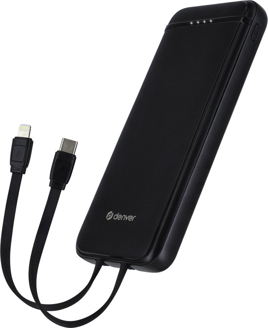 Denver Powerbank 10.000 mAh – Snellader 20W – LED Indicator – USB-C / USB-A / Lightning – Universele Powerbank – Geschikt voor o.a. Android & iphone – PQCA10320