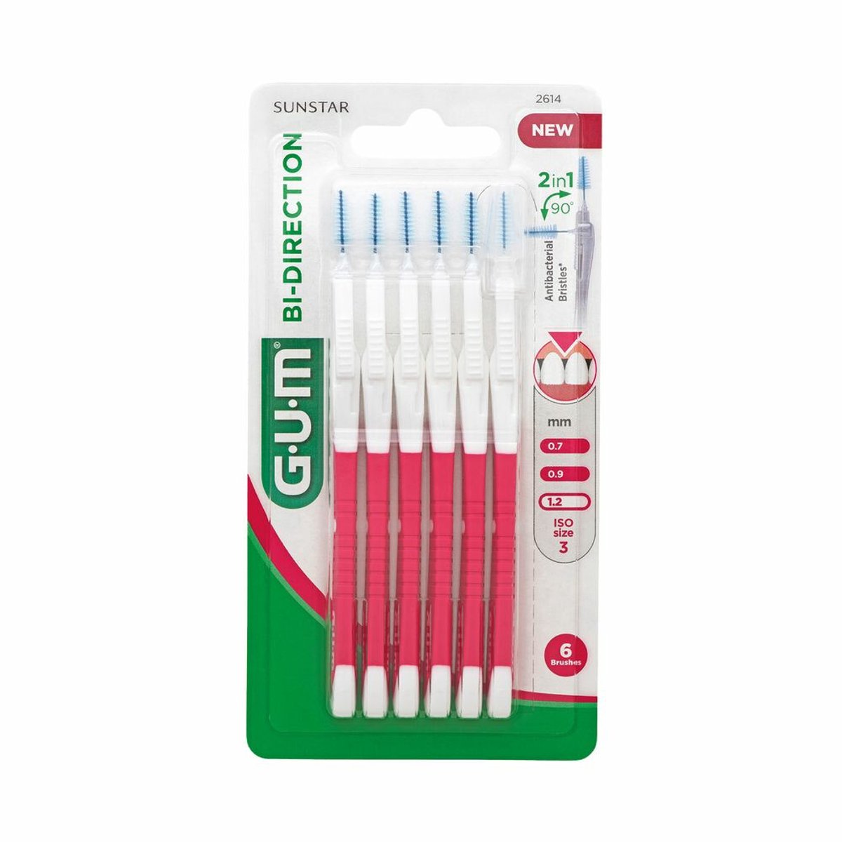 GUM Bi-Directions 1.2 mm - 3 x 6 stuks - Voordeelverpakking