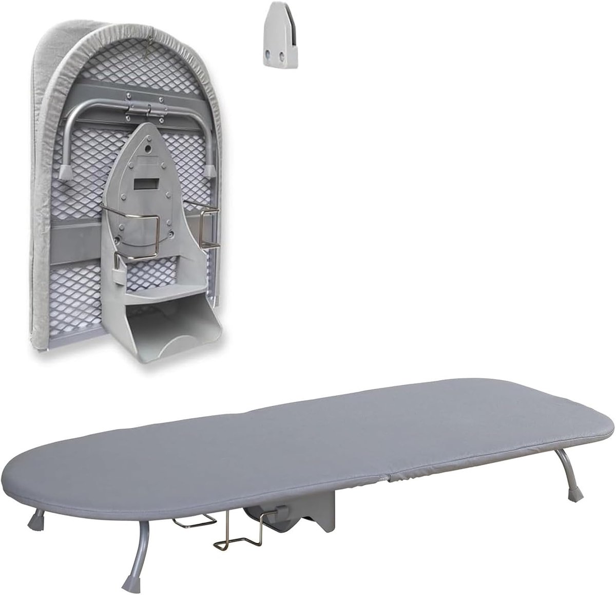 Ruimtebesparende strijkplank met opvouwbaar ontwerp en katoenen bekleding
