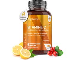WeightWorld Vitamine C tabletten - 1000 mg - 180 tabletten voor 6 maanden - Met rozenbottel en bioflavonoïden
