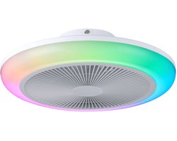 EGLO Sayulita 1 Plafondlamp met ventilator - 46 cm - RGB en Instelbaar wit licht - DC-energy saving - Wit - Dimbaar - 3 Standen