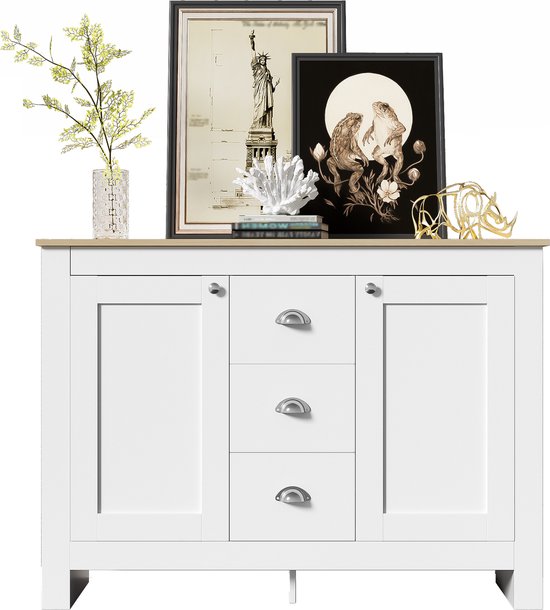 Merax Dressoir met ledverlichting, hoogglans commode, dressoir, kast