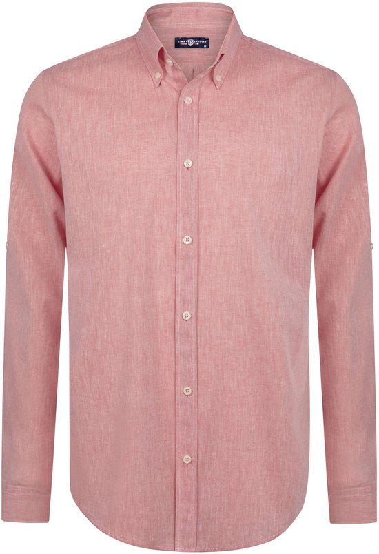 Jimmy Sanders Linnen Katoen Blend Shirt - Overhemd Heren Roze - Xl