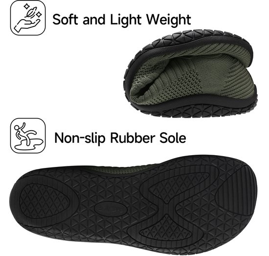 Chaussures pour femmes Barefoot Geweo - Baskets pour femmes de Chaussures de sport - Chaussures de fitness - Chaussures de course - Tissu respirant - Semelle plate - Vert - 46