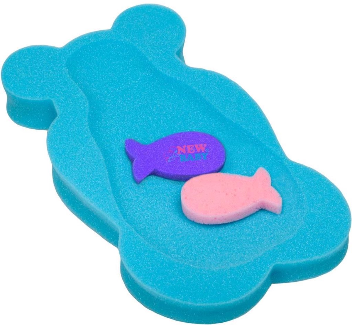 New Baby - Badzitje - Schuimrubberen badmat beerblauw one size - babybadmat - badkussen - foam mat - babyaccessoire - veilig baden