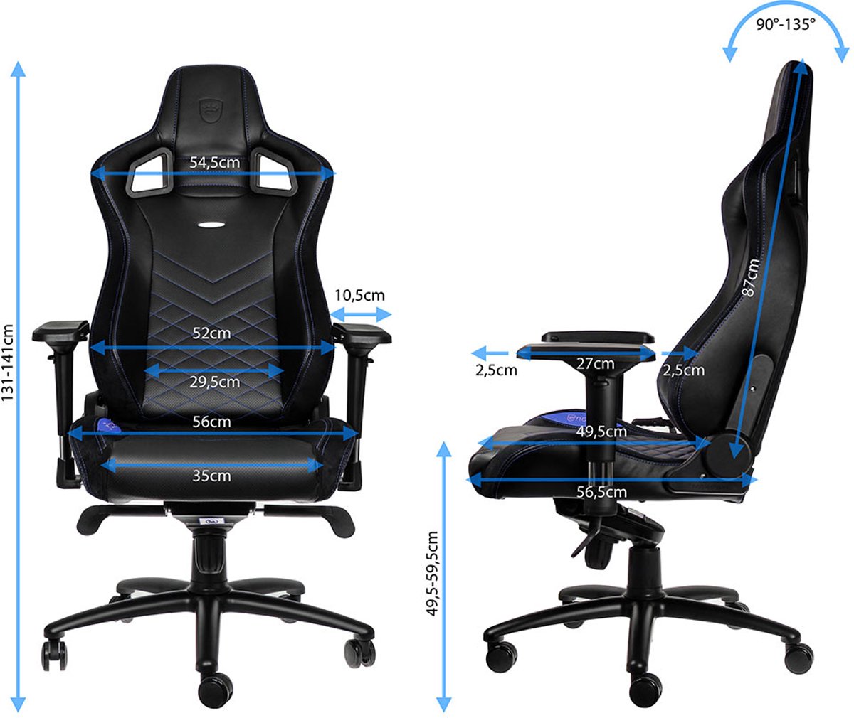 Noblechairs EPIC Gaming Chair, Blauw – foto 4
