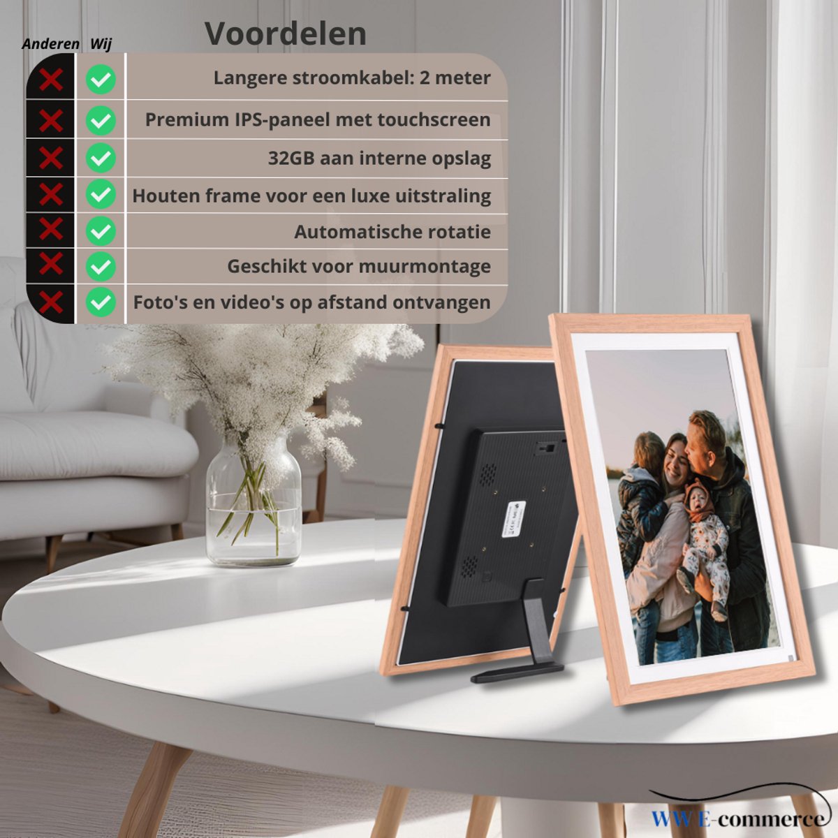 WessView Digitale Fotolijst 15.6 inch - WiFi & Frameo App - 32 GB Intern Geheugen thumbnail 4