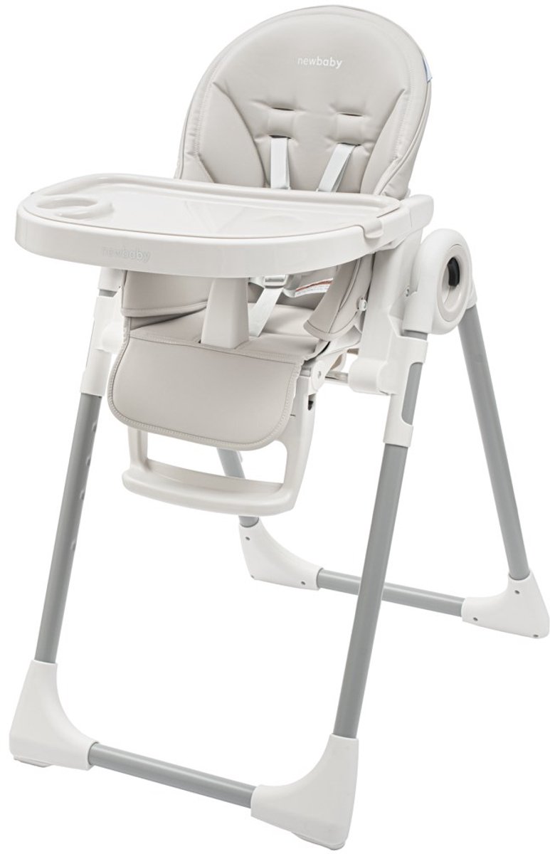 NEW BABY - Eetkamerstoel - Iris warmgrijs eco-leer met verstelbare rugleuning - kinderstoel - eetstoel - babystoel - kindermeubilair - hoogwaardig - veilig - materiaal