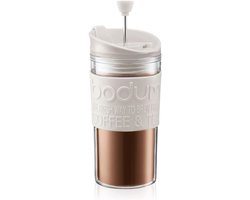 Travel Press Set 035 l crèmewit - Koffiemaker met extra drinkopzetstuk - Bodum