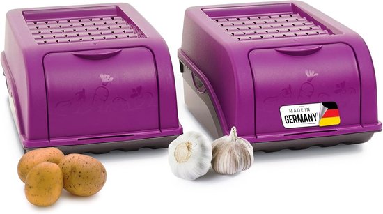 ARTECSIS Aardappelopbergdoos – ijsblauw – set van 1 S – 3,5 l – stapelbare groentebox met EasyClick-technologie – inclusief groentestickers