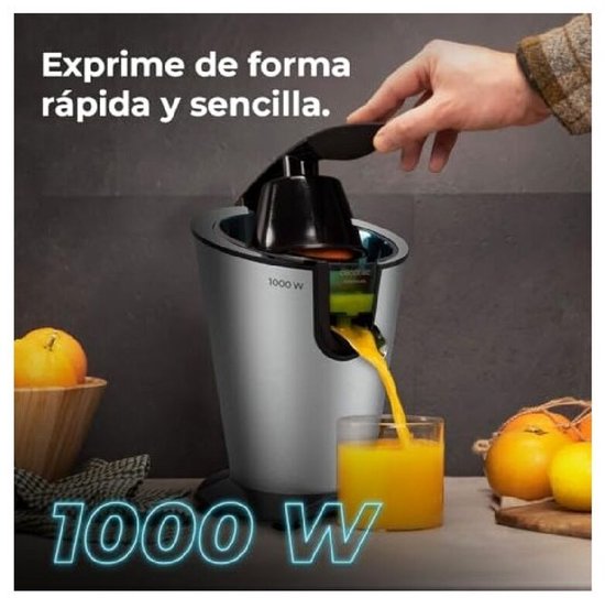 Cecotec Elektrische Zitruspresse für Orangen EssentialVita PowerFresh 1000 Inox. 1000W, Rostfreier Filter, Abnehmbare Kegel, Druckhebel, Tropfstopp-System, Leicht zu Reinigen, Elegantes Design van Cecotec — afbeelding 4