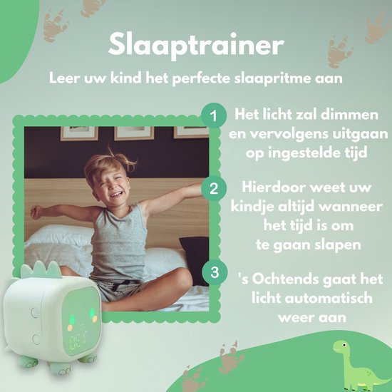 BMJ Trading® Wekker voor Kinderen - Dino - Slaaptrainer Kinderen - Wekker Kind Digitaal - Dinosaurus - Veranderd van Kleur - Kinderwekker - Alarmklok - Slaaptrainer - Slaapwekker - Digitale Wekker - Wekker Kinderen - Alarm Clock - Nachtlampje van BMJ Trading — afbeelding 2