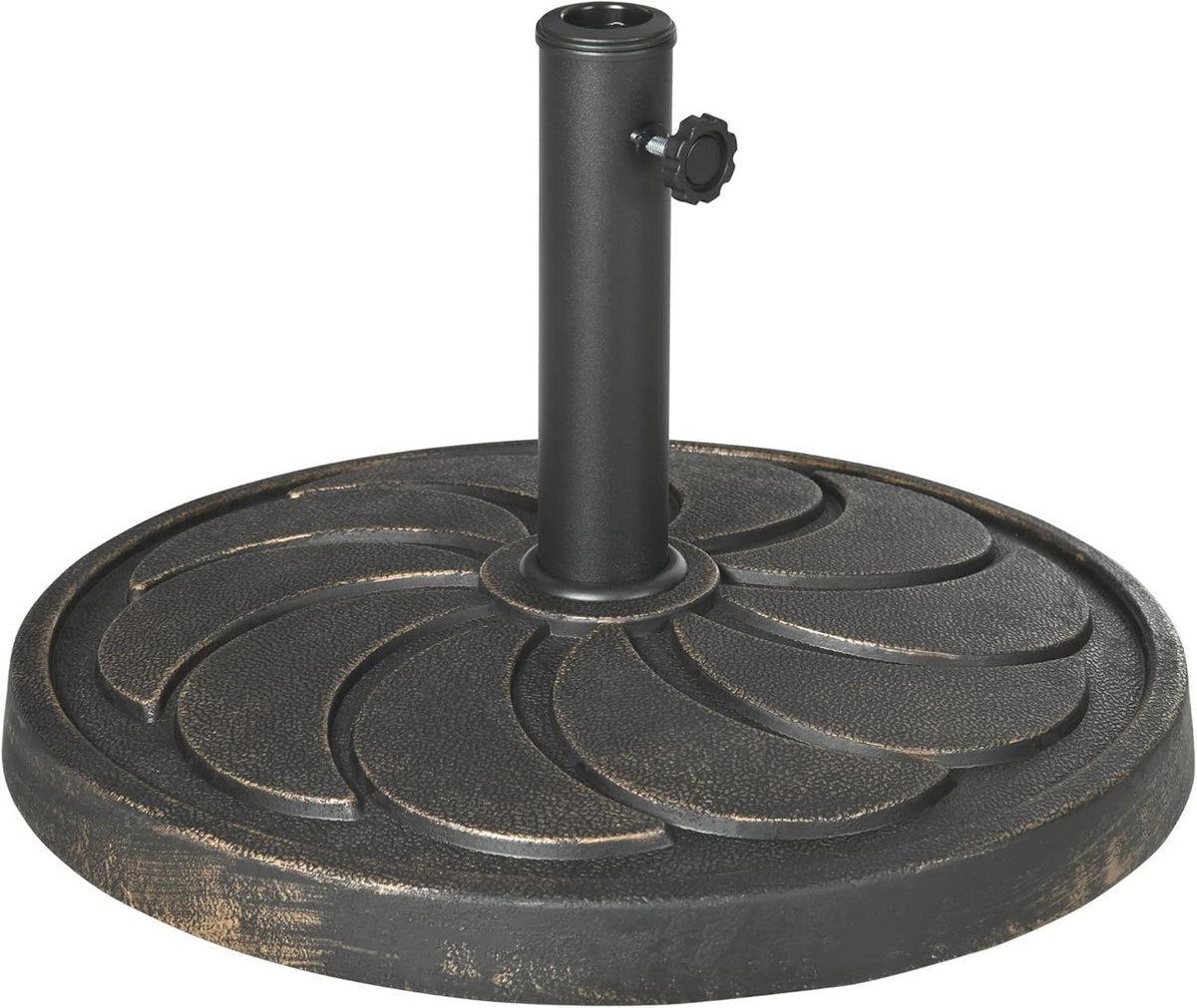 COSTWAY Parasolstandaard, ronde parasolstandaard voor parasolstangen van 38/48 mm, 45 cm, marktparaplustandaard van gietijzer, parasolvoet voor tuin, balkon, brons